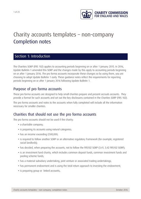 Charity accounts templates non.